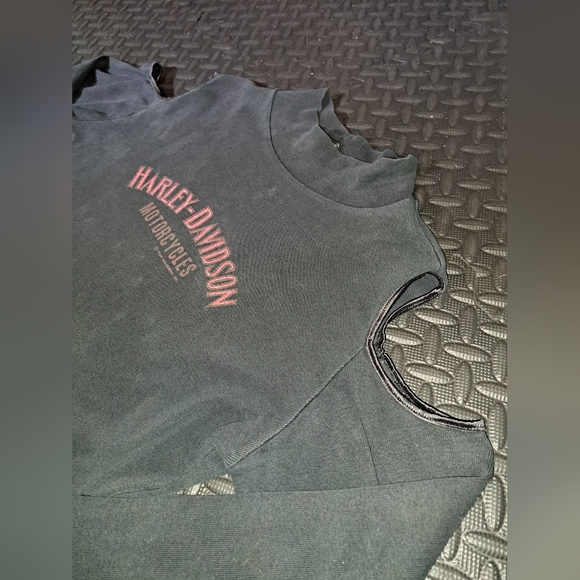 Vintage 1989 women's Harley Davidson shoulder less long sleeve - Picture 10 of 16